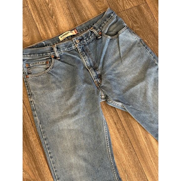LEVI'S 505 STRAIGHT FIT MENS DENIM BLUE JEANS SIZE 36X34 TALL-LONG 100% COTTON - Picture 2 of 10